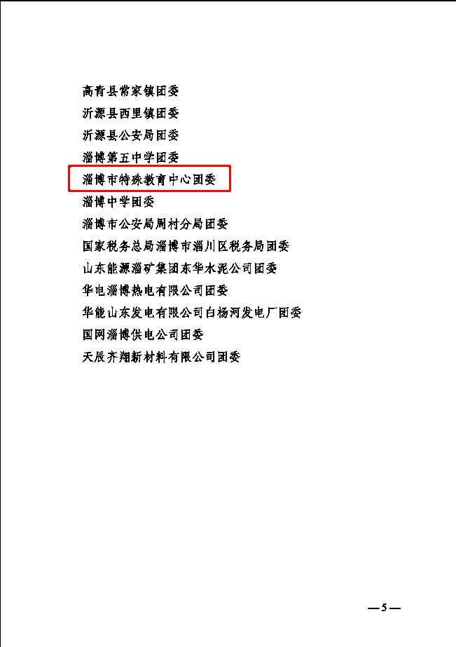淄博市特殊教育中心團(tuán)委榮獲淄博市“百佳青春團(tuán)隊”(團(tuán)委)稱號